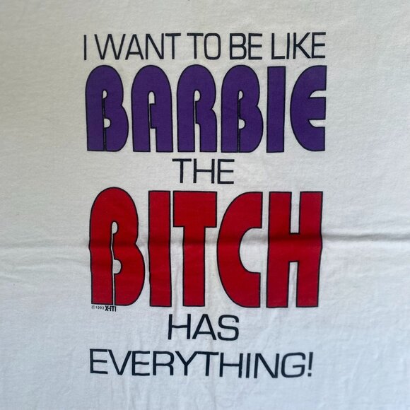 Vintage 90s Barbie Ironic Shirt Funny Feminist Humor Tee - Picture 3 of 6